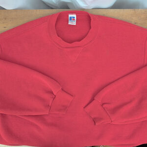 Vintage Russell Athletic Red Fleece Backed Jersey Sweatshirt large